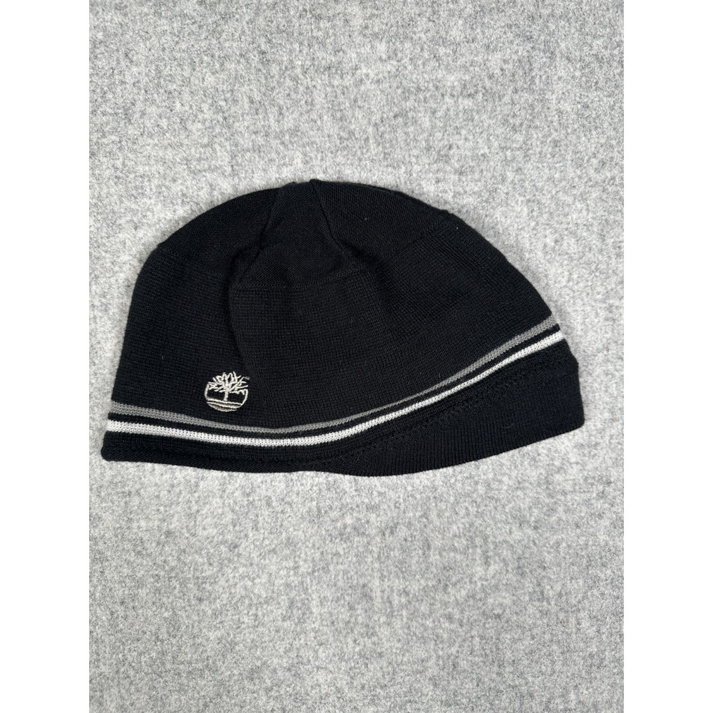 Vintage Timberland Beanie Hat Cap Black White Striped